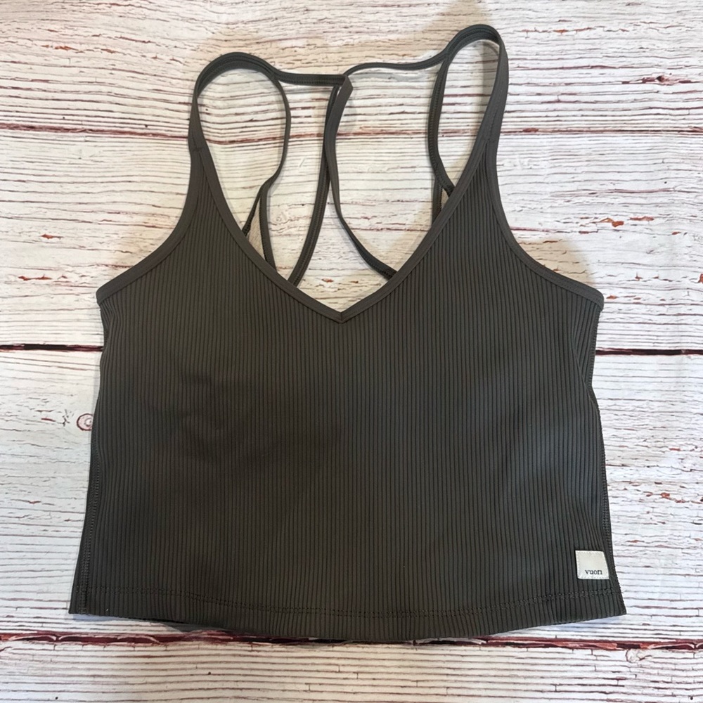 Vuori Olive Ribbed Strappy Tank Top